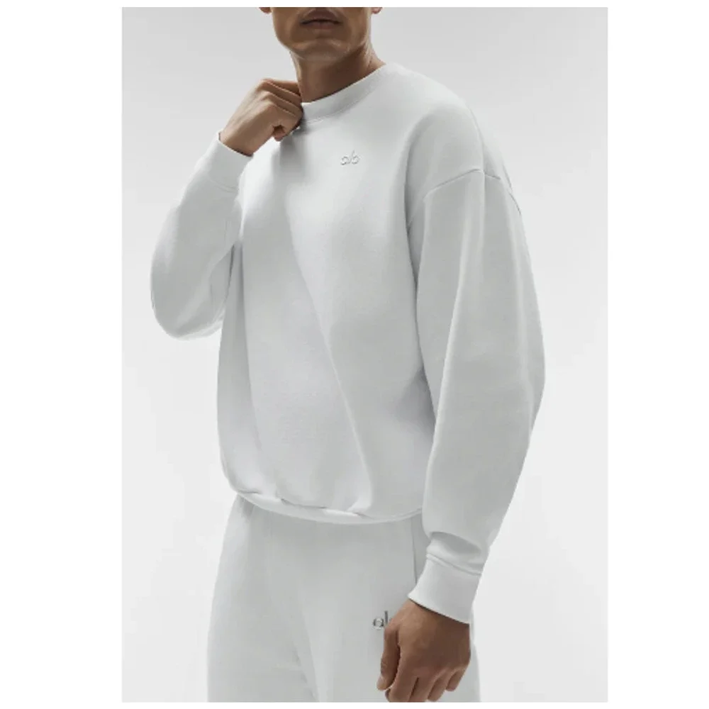 Alo Yoga Unisex White Accolade Crew Neck Pullover Sweatshirt Size L